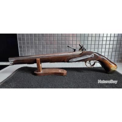 Énorme pistolet à silex 45cm de longueur en acier bois et laiton