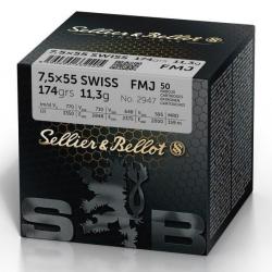 CARTOUCHES Sellier Bellot 7,5×55 SWISS FMJ 11.3g x50