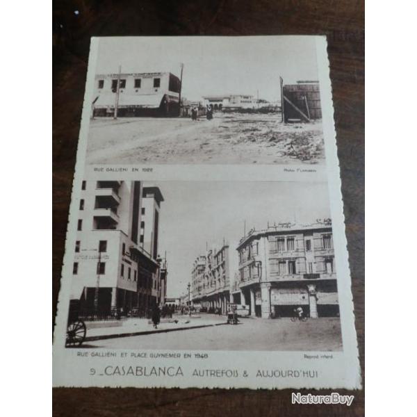 CP  PAYS MAROC  CASABLANCA  RUE GALLIENI ET PLACE GUYNEMER    1922   1948