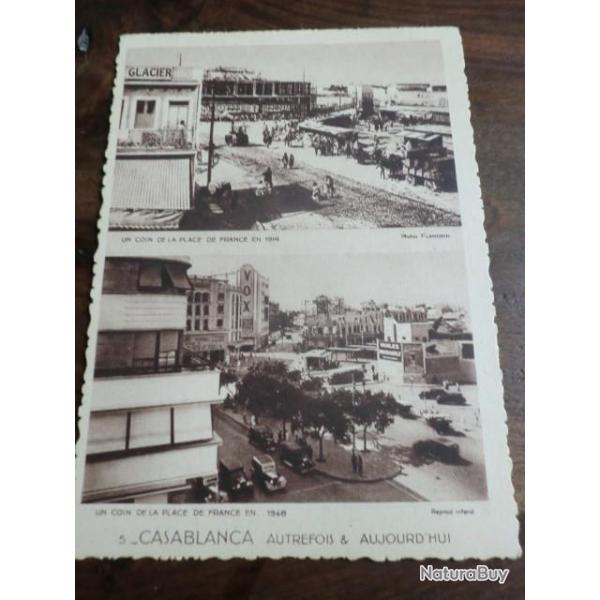 CP  PAYS MAROC  CASABLANCA  UN COIN DE LA PLACE DE FRANCE  EN 1914   1948