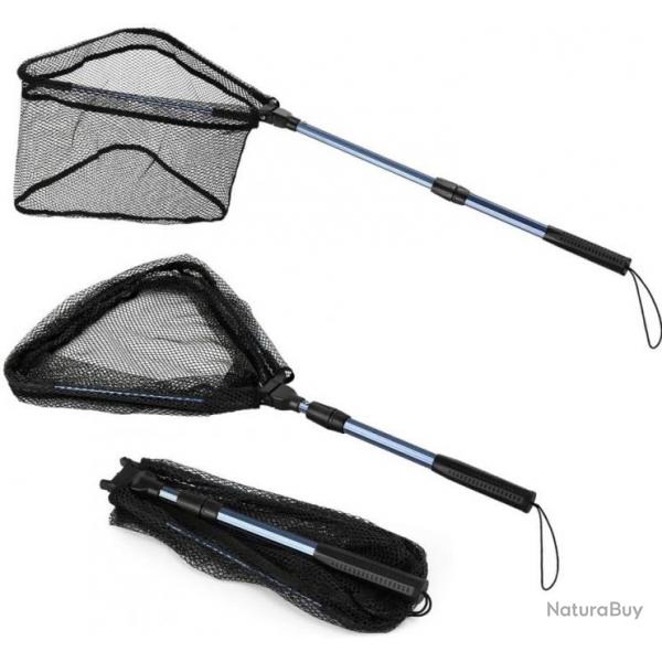 Epuisette de Pche Pliable Tlscopique Filet Triangulaire Poisson Pche Etang Piscine Bassin