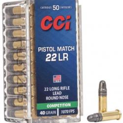 Cartouches CCI Pistol match Cal.22LR 40Grs