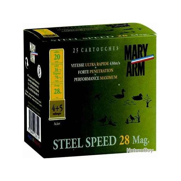 MARY ARM Cartouches de chasse Steel speed 28 mag - par boite de 25  20  / 76  28g