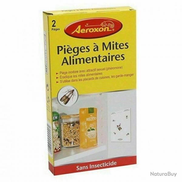 2 PIEGES A MITES ALIMENTAIRES AUTOCOLLANTS SANS ODEUR PRET A EMPLOI  ref 3966