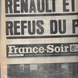 mai 1968 journal france soir 28 mai , renault et citroen refus du protocole d'accord , smig 3 francs
