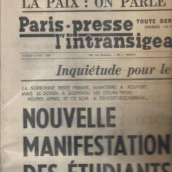 mai 1968 journal paris presse l'intransigeant 11 mai nouvelle manifestation des étudiants