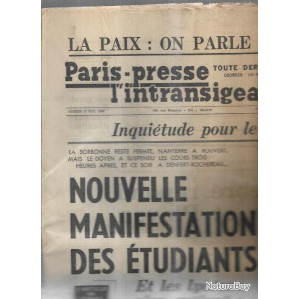 mai 1968 journal paris presse l'intransigeant 11 mai nouvelle manifestation des tudiants