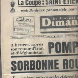 mai 1968 le journal du dimanche 12 mai , grèves, pompidou décide :sorbonne rouverte demain