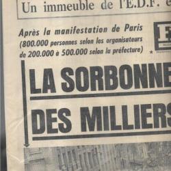 mai 1968 journal france soir 15 mai , la sorbonne occupée par des milliers d'étudiants