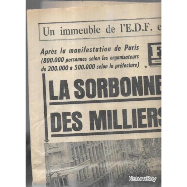 mai 1968 journal france soir 15 mai , la sorbonne occupe par des milliers d'tudiants