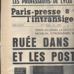 mai 1968 journal paris presse l'intransigeant france soir 21 mai ruée dans les banques et postes ess