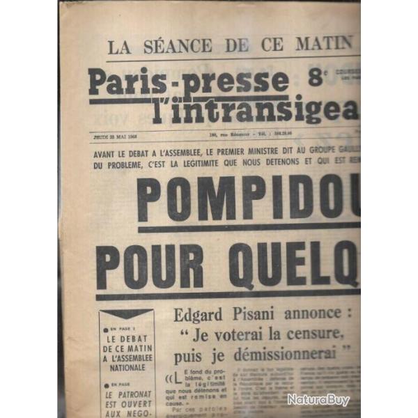 mai 1968 journal paris presse l'intransigeant france soir 23 mai pompidou