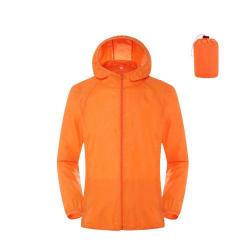 Veste de Randonnée Camping Imperméable Homme Femme Blouson Gilet Manteau avec Sac Rangement Orange