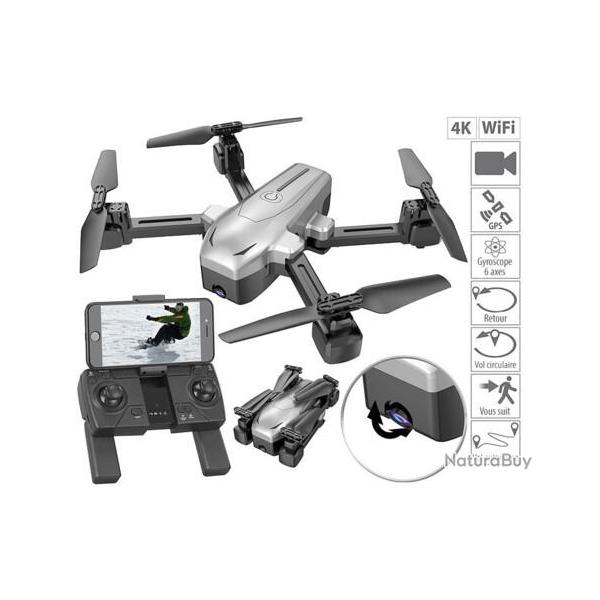 Drone Quadricoptre Video Photo GPS Pliable Connect avec Camra 4K Manette + Pochette de Rangement