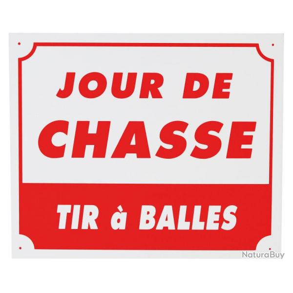 Panneau jour de chasse tir  balles dim 25 x 30 cm alu