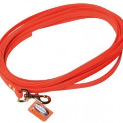 Laisse de recherche Orange fluo biothane long 16 m larg 20 mm