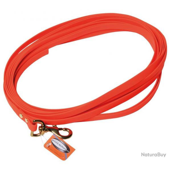 Laisse de recherche Orange fluo biothane long 16 m larg 20 mm