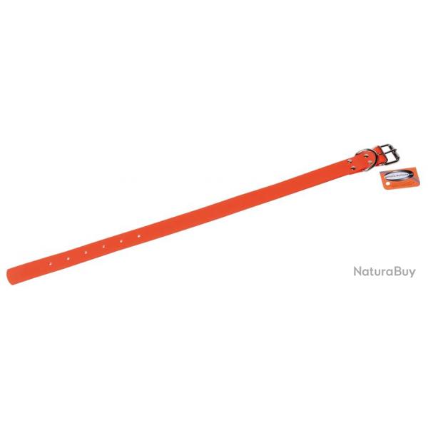 Collier Orange fluo biothane long 55 cm larg 25 mm