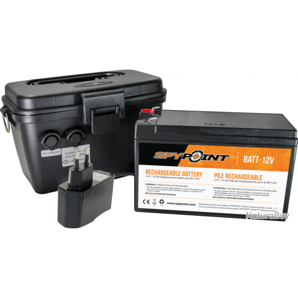 Batterie 12v Spypoint - Chargeur et boitier