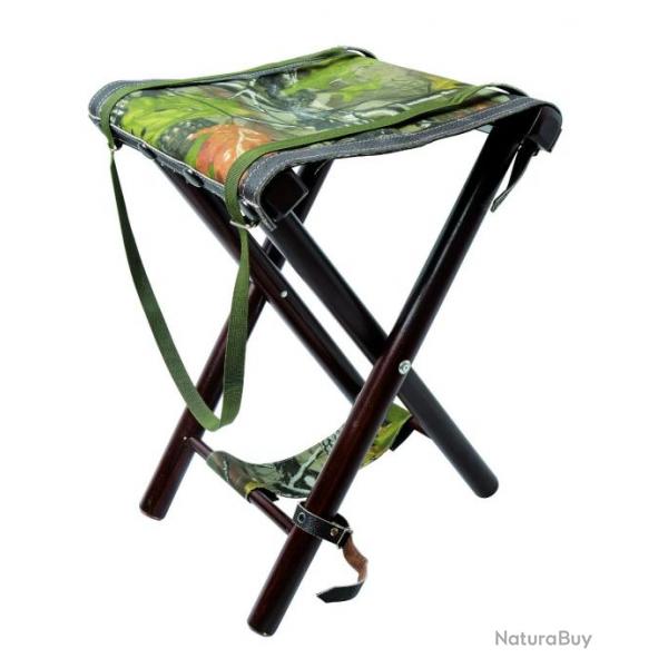 Sige de 55 cm en bois avec assise tissu Camo