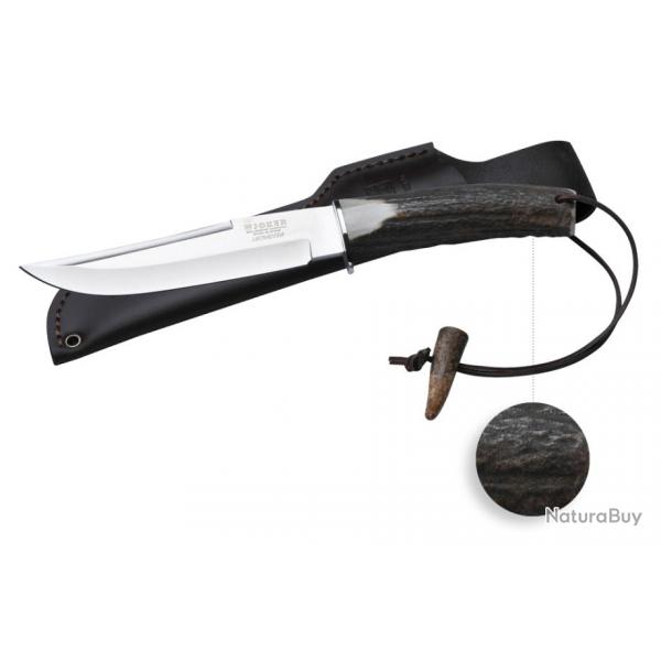 Couteau de chasse  manche en bois de cerf et lame de 16 cm