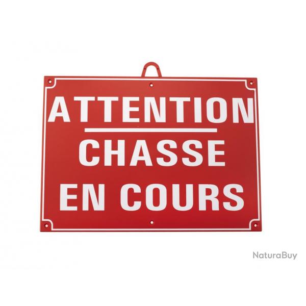 Attention chasse en cours dim 28 x 20 cm - Rouge