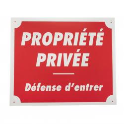 Panneau propriété privée défense d'entrer dim 25 x 30 cm alu