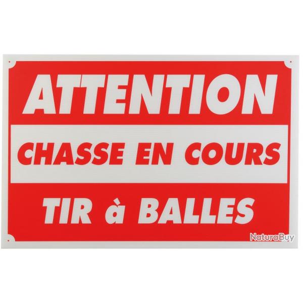 Attention chasse en cours tir a balle dim 60 x 80 cm akylux