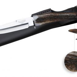 Couteau de chasse à manche en bois de cerf et lame de 14 cm