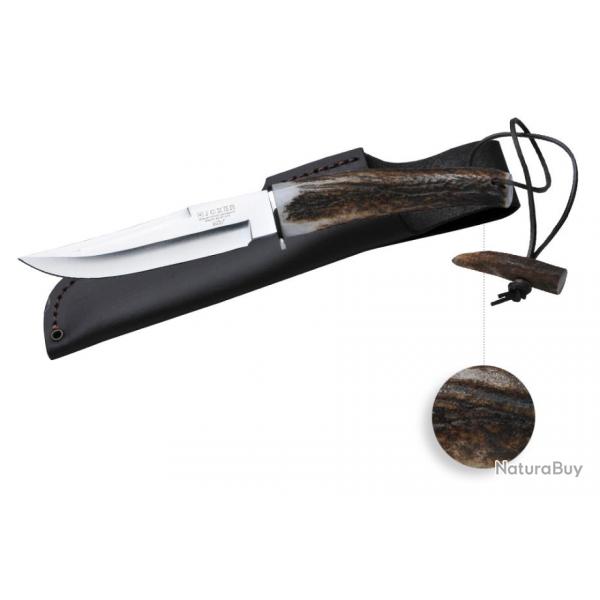 Couteau de chasse  manche en bois de cerf et lame de 14 cm