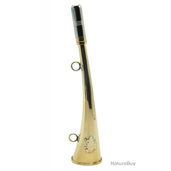 Corne d'appel en laiton Januel avec dcor sanglier - 25 cm