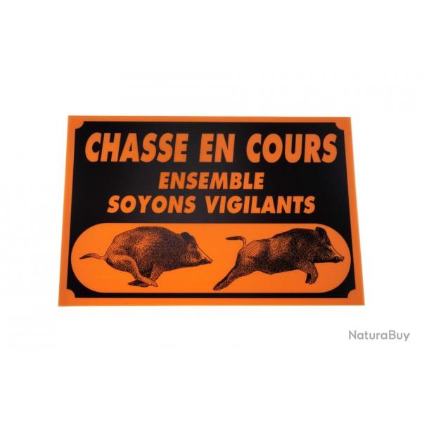 Attention chasse en cours tir  balle dim 40 x 60 cm