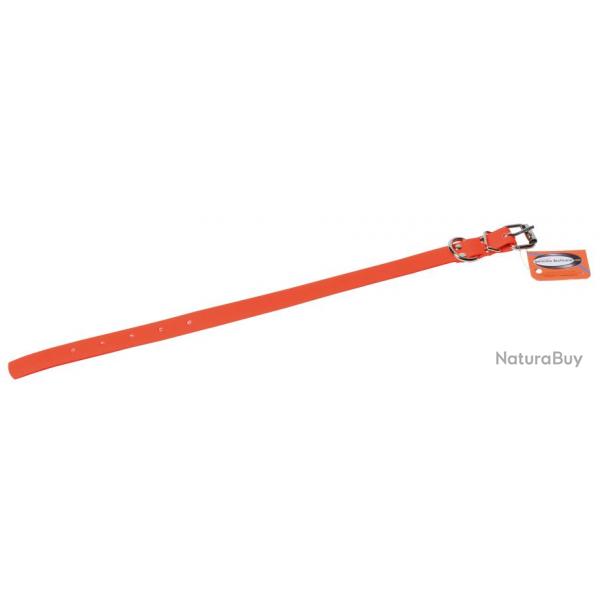 Collier Orange fluo biothane long 45 cm larg 18 mm