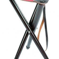 Trépied Januel en bois avec assise en cuir avec bande fluo - 65 cm