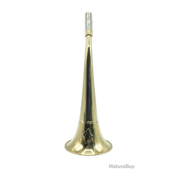 Corne d'appel laiton a pavillon 30cm decor sanglier