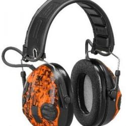 Casque 3M Peltor sporttac - Coquilles Vertes/Oranges digital Camo