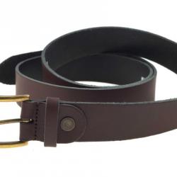 Ceinture en cuir Januel avec écusson sanglier - Marron