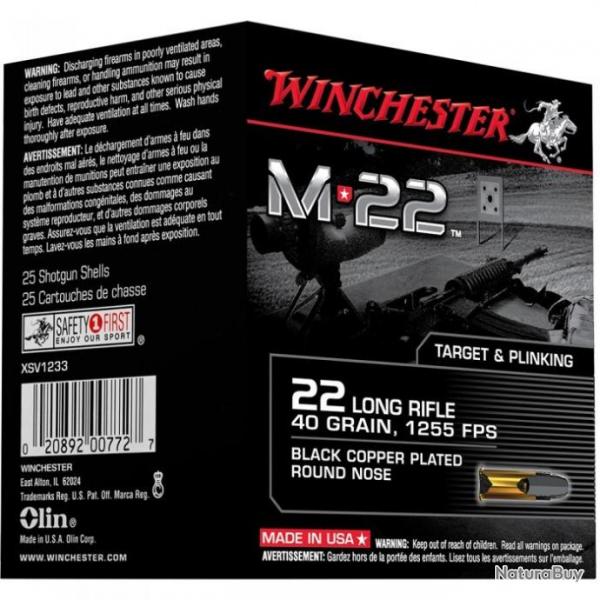 MUNITIONS 22LR WINCHESTER M22 BLACK LEAD NOSE BOTE DE 400