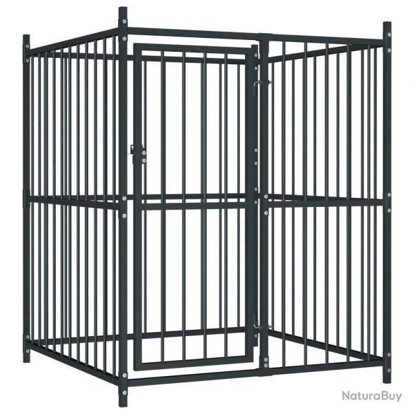 Chenil extrieur cage enclos parc animaux chien extrieur pour chiens 120 x 120 x 150 cm noir 02_00