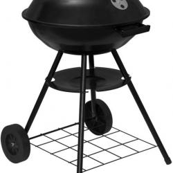 Barbecue à charbon de bois avec roues pour camping de jardin, noir 19_0000941