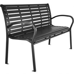 Banc de jardin meuble acier laqué 126 cm noir 2208150