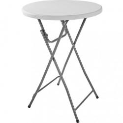 Table mange debout pliant rabattable pratique diamètre 80 cm blanc 2008197