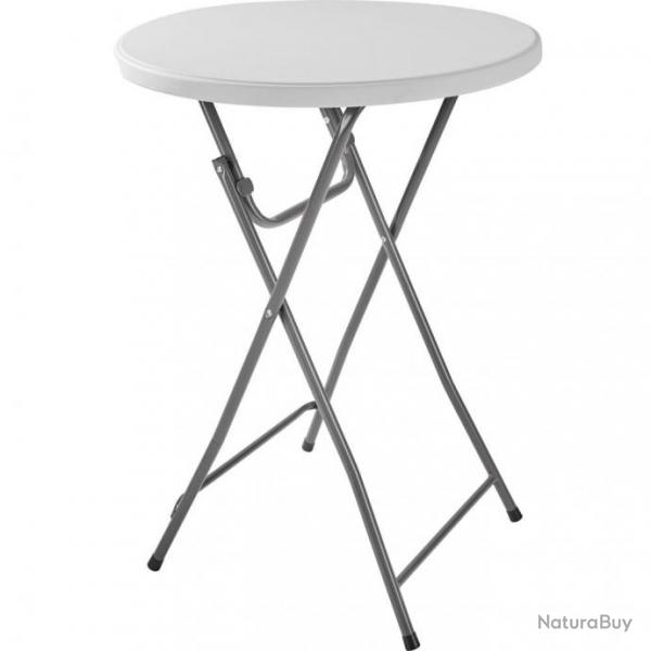 Table mange debout pliant rabattable pratique diamtre 80 cm blanc 2008197