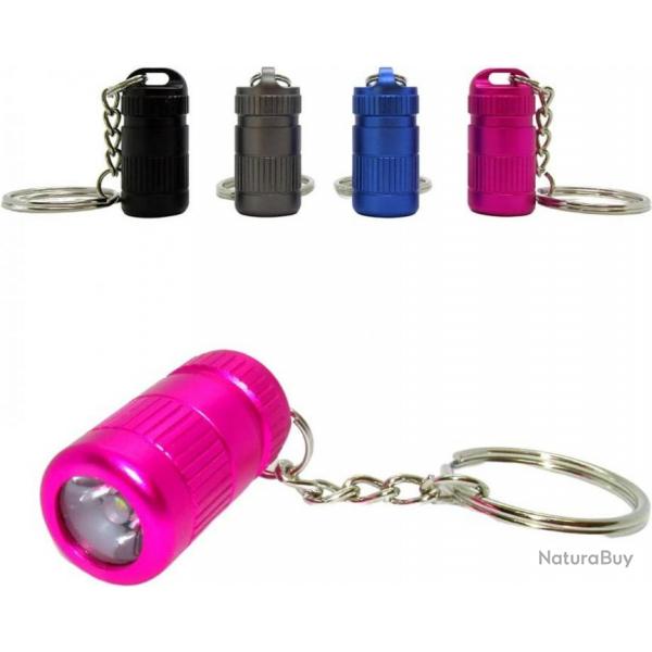Mini Lampe Torche LED Porte Cl Petite Puissante Ultra Lgre 12g, 3 Piles Incluses, Couleur Rose