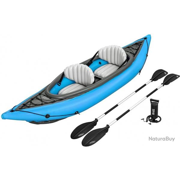 Kayak Gonflable 2 personnes - 2 pagaies - 1 gonfleur - Bleu - Livraison gratuite et rapide