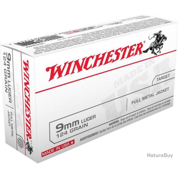 WINCHESTER - Balles 9mm Luger 124g FMJ (x50)