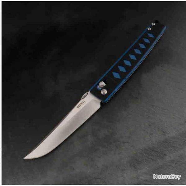 Couteau SRM Knives 9215 Blue/Black Lame Acier D2 Manche G10 Ambi-Lock Clip SRM9215