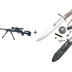 Pack Carabine Gamo HPA Storm IGT + visière 3-9X40 WR, calibre 4,5 mm 19,9 joules + Couteau de survie