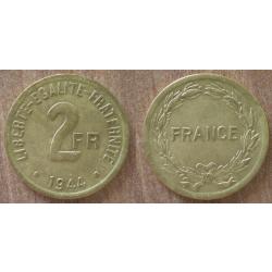 France 2 Francs 1944 NEUVE France Libre Fabriqué Par Mint De Philadelphie Aux Usa Etats Unis