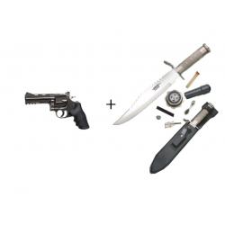 Pack Revolver Dan Wesson 715, 4 ´´ Steel Grey - 4,5 Mm Co2 Bbs Acero + Couteau de survie